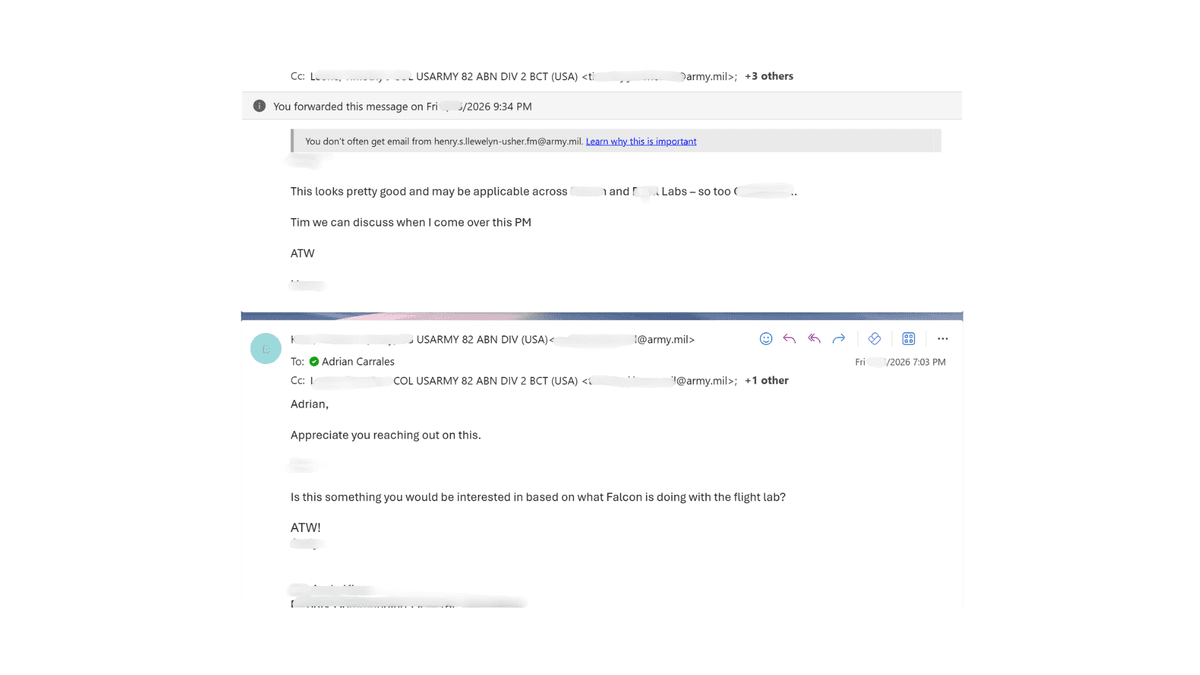 Email reply from 82nd Airborne Division